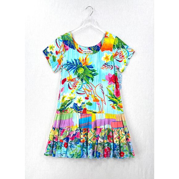 JAMS WORLD Hattie Dress Womens Medium Island Life Tropical Hawaiian Y2K Vintage - Picture 1 of 13